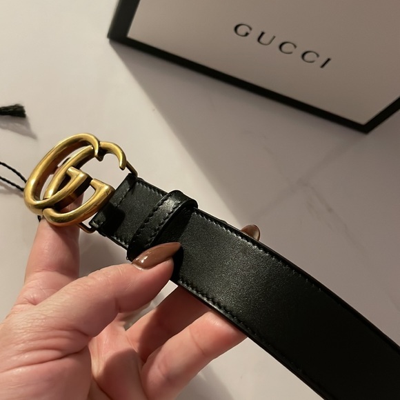 Authentic Gucci leather belt with Double G buckle, sz 29 US waist, worn 2 x - Picture 11 of 16